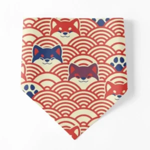 Blue, white, and red Shiba bandanas