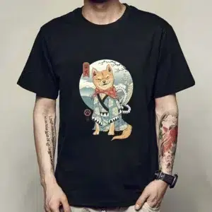Black Shiba in Japan Kimono T-shirt